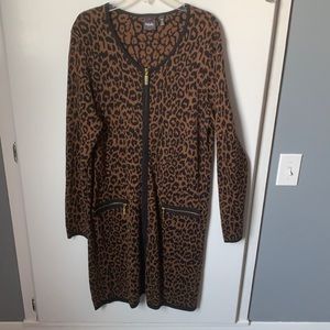Women’s leopard print zip up sweater dress